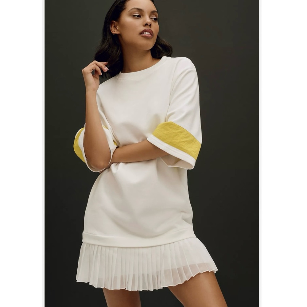 Daily Practice Anthropologie Pleated Ruffle Shirt Dress NWOT